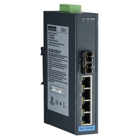 EKI-2525SI-AE Conmutador Ethernet no administrado monomodo 4FE+1FE SC, -40~75 ℃