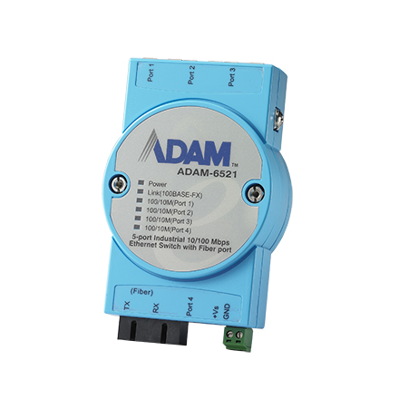 ADAM-6521-BE Conmutador Ethernet no gestionado multimodo SC 4FE+1FE, montaje flexible